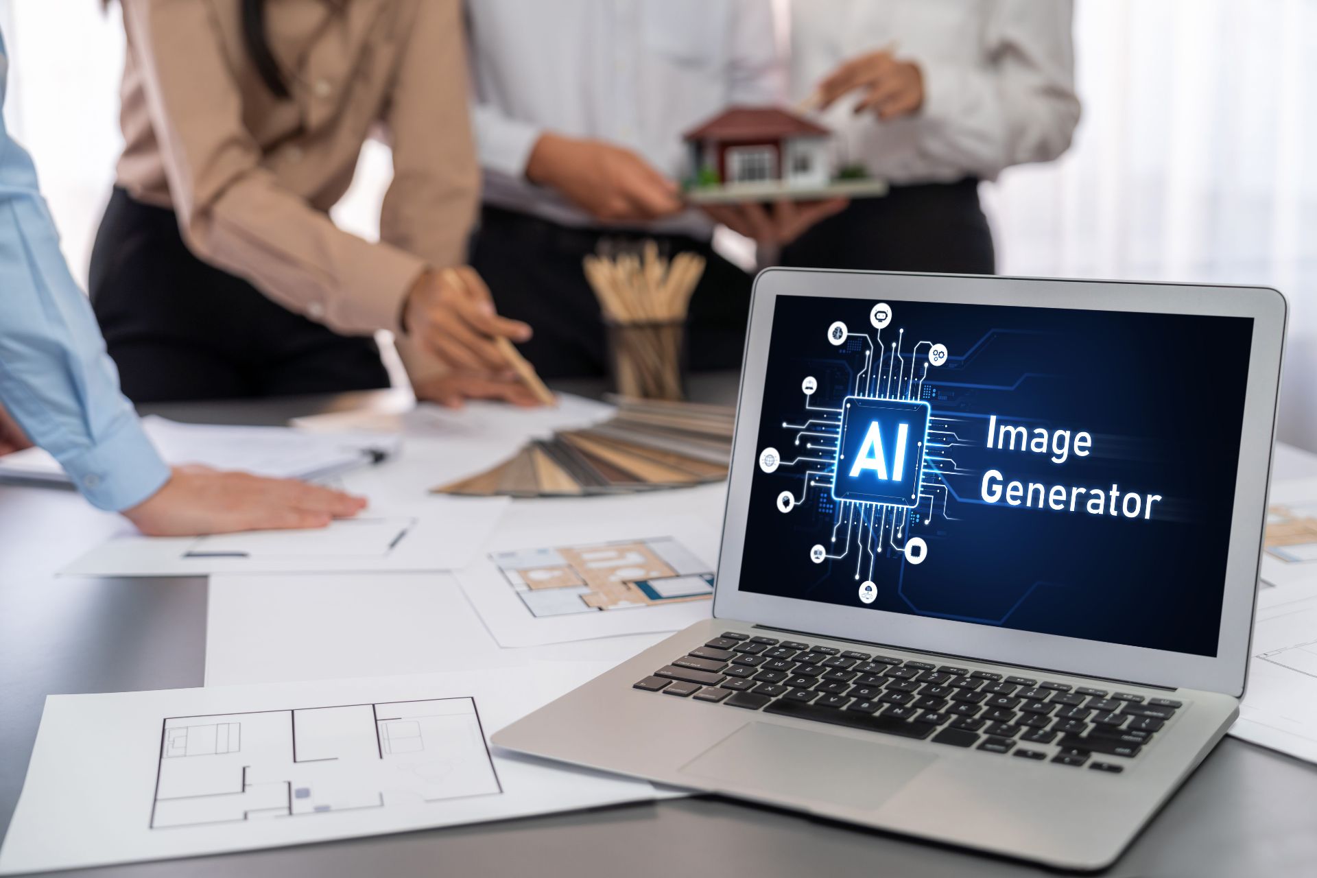 AI image generator on a laptop screen