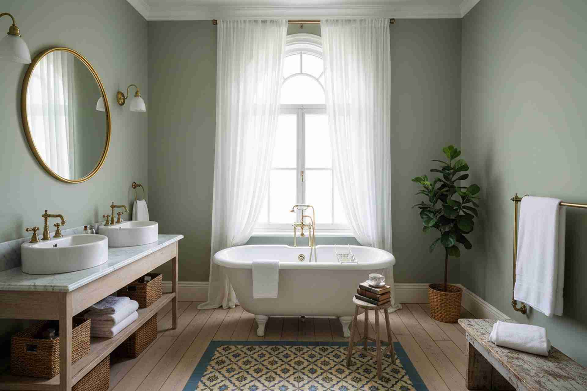 classic bathroom with freestanding bathtub