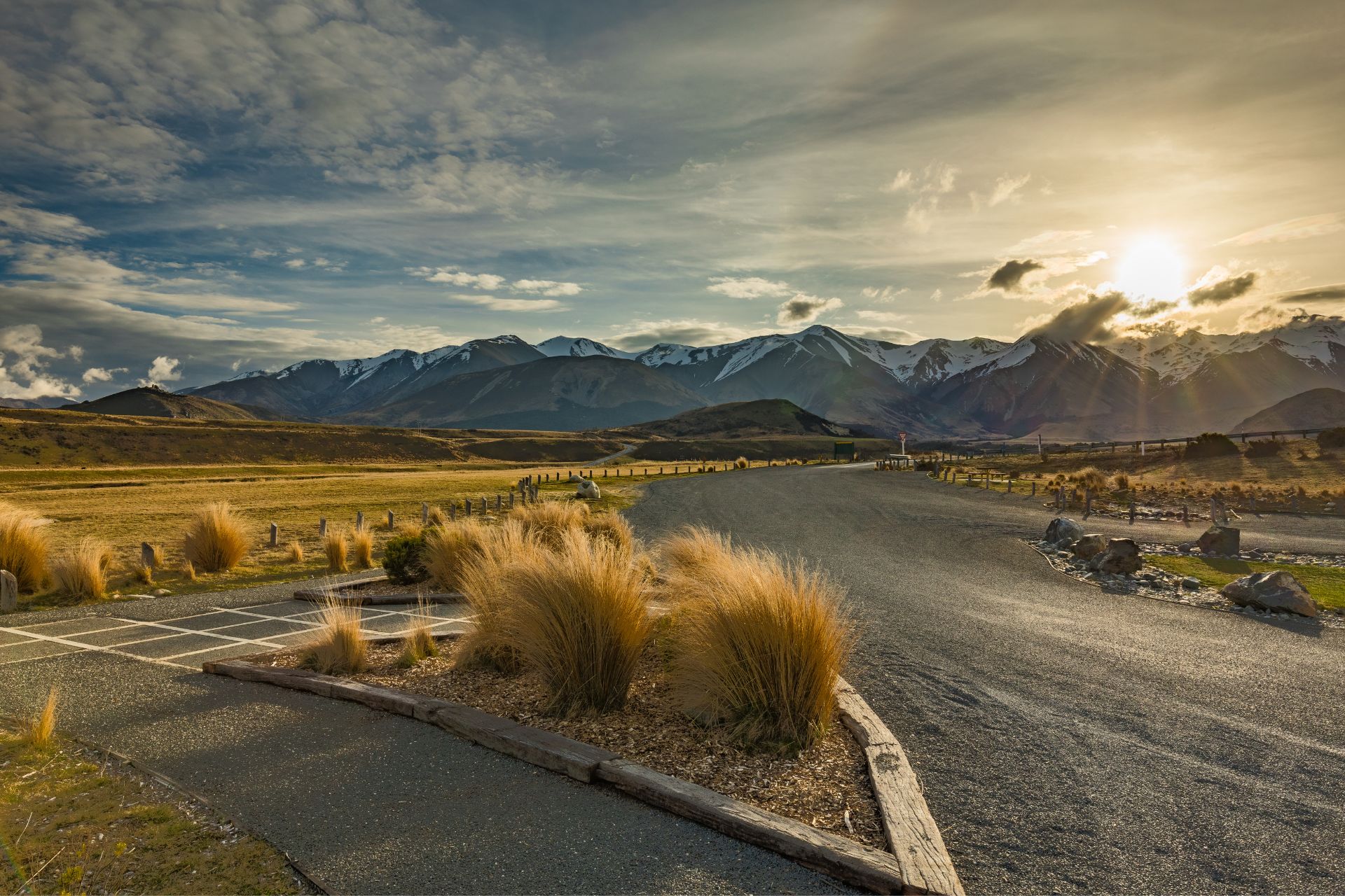 Mountain landscape with a winding road through the Mackenzie region